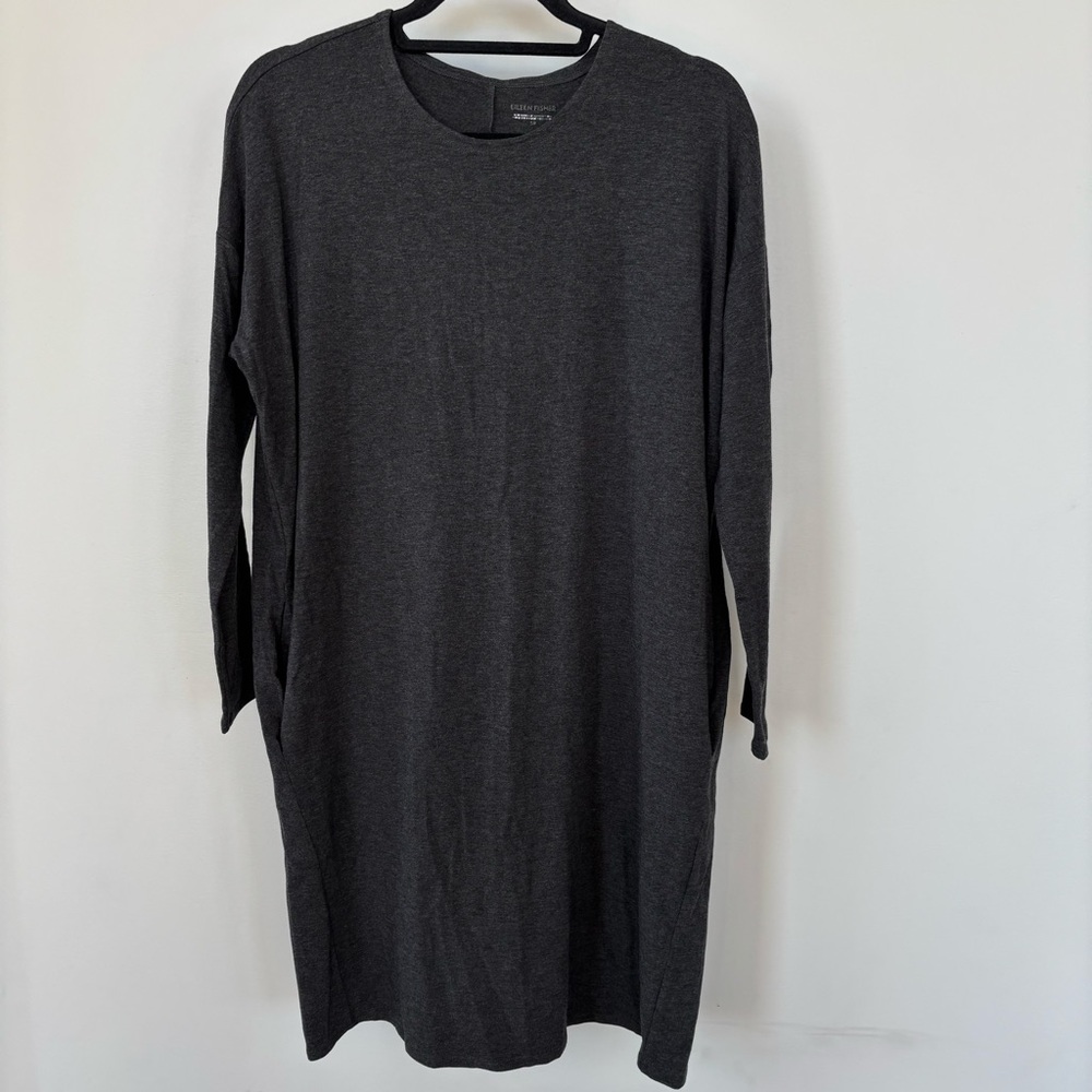 Eileen Fisher‎ Dark Gray Long Sleeve Shirt Dress Size S